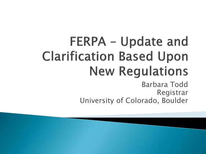 ferpa update and clarification based upon new regulations