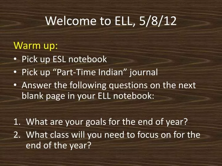 welcome to ell 5 8 12