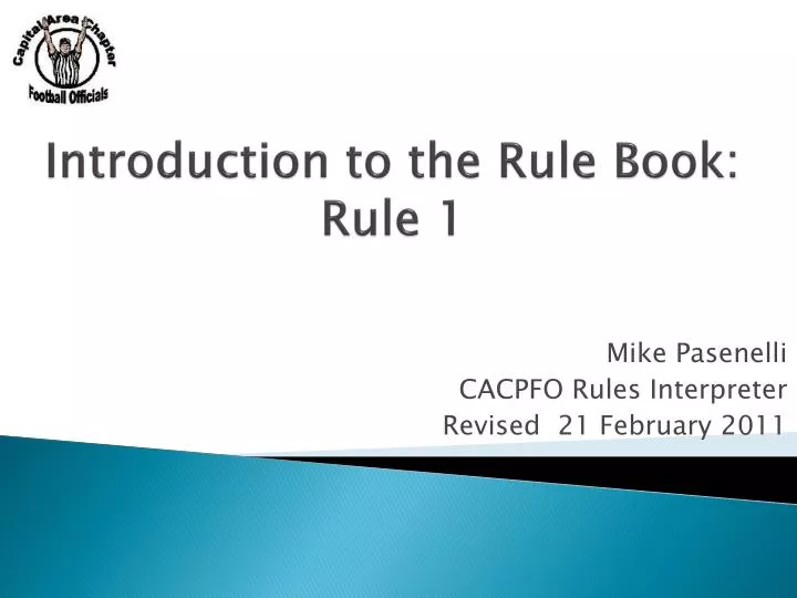 introduction to the rule book rule 1