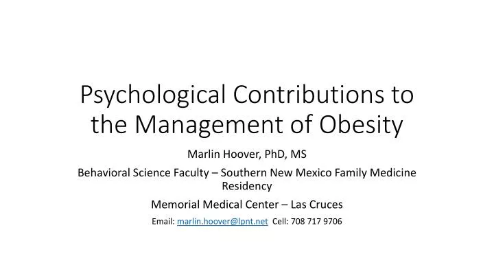 psychological contributions to the management of obesity