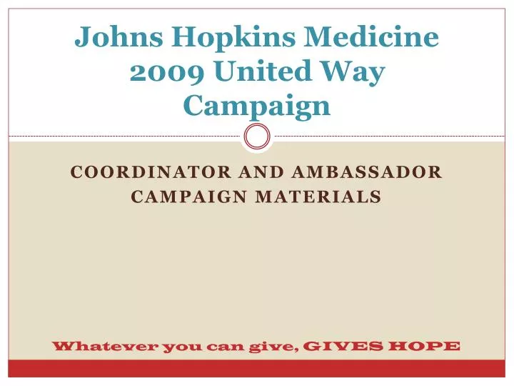 johns hopkins medicine 2009 united way campaign