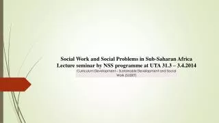 Social Work and Social Problems in Sub-Saharan Africa