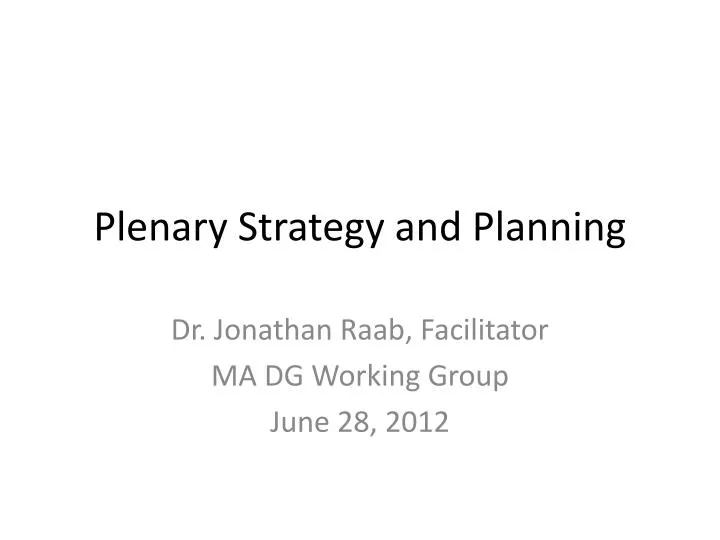 plenary strategy and planning