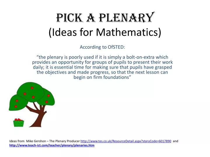 pick a plenary ideas for mathematics