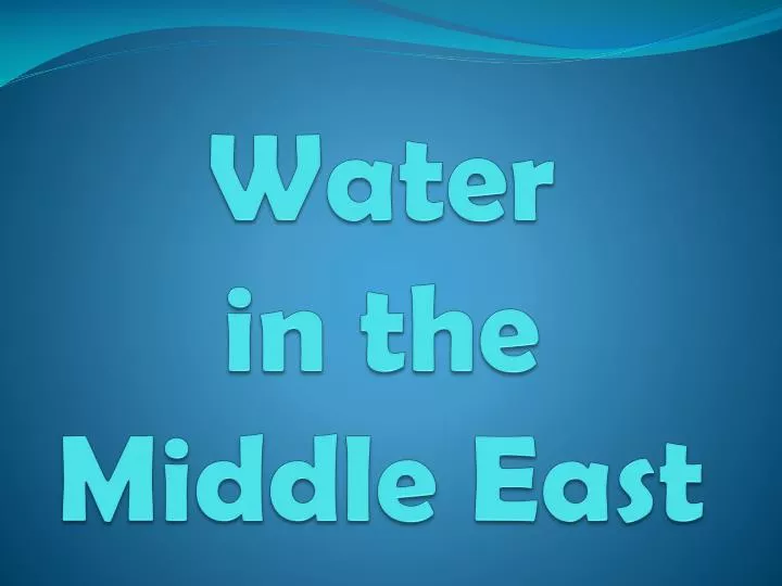 water in the middle east