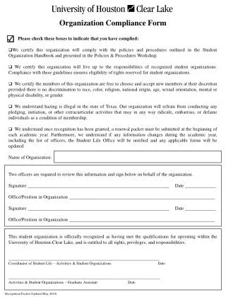 Organization Compliance Form