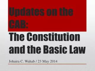 Updates on the CAB: The Constitution and the Basic Law