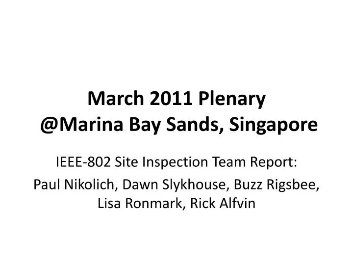 march 2011 plenary @marina bay sands singapore