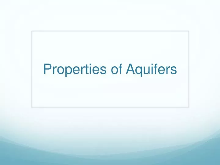 properties of aquifers
