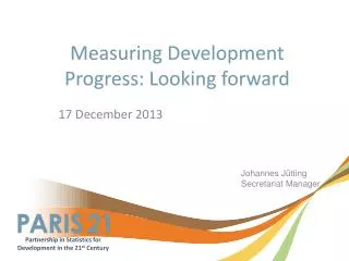 Measuring Development Progress: Looking forward