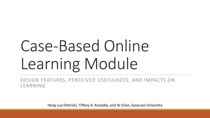 case based online learning module