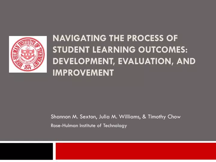 navigating the process of student learning outcomes development evaluation and improvement