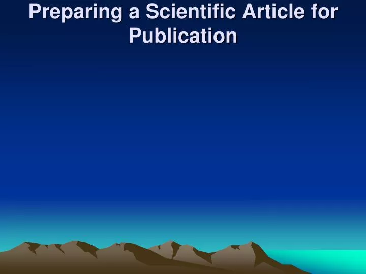 preparing a scientific article for publication