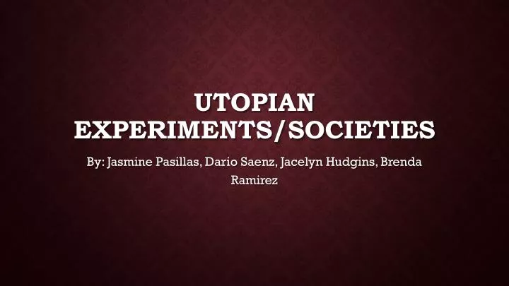 utopian experiments societies