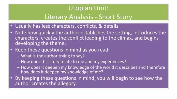 utopian unit literary analysis short story