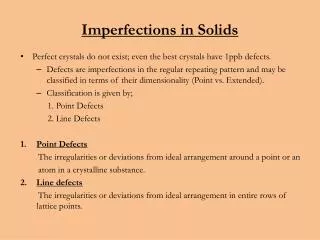 Imperfections in Solids