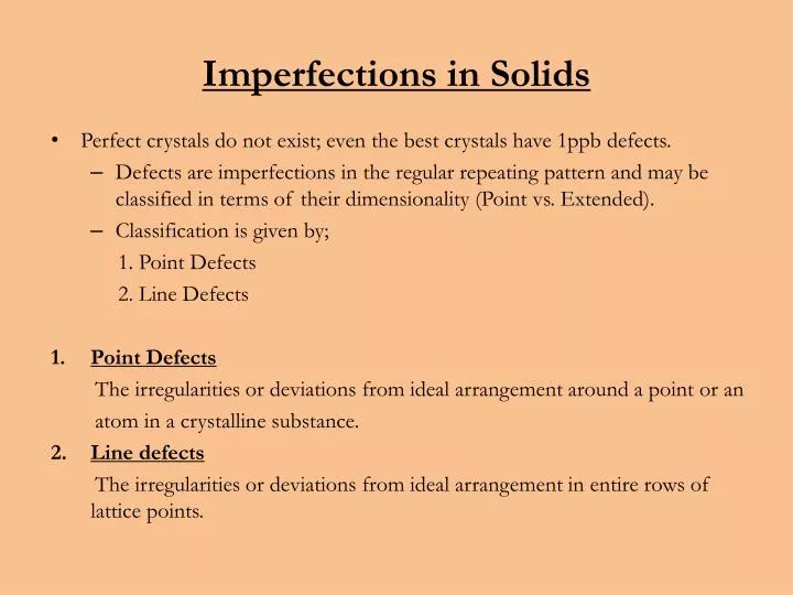 imperfections in solids