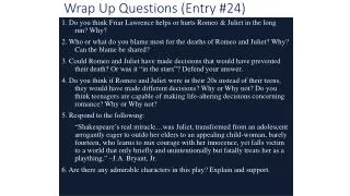 Wrap Up Questions (Entry #24)