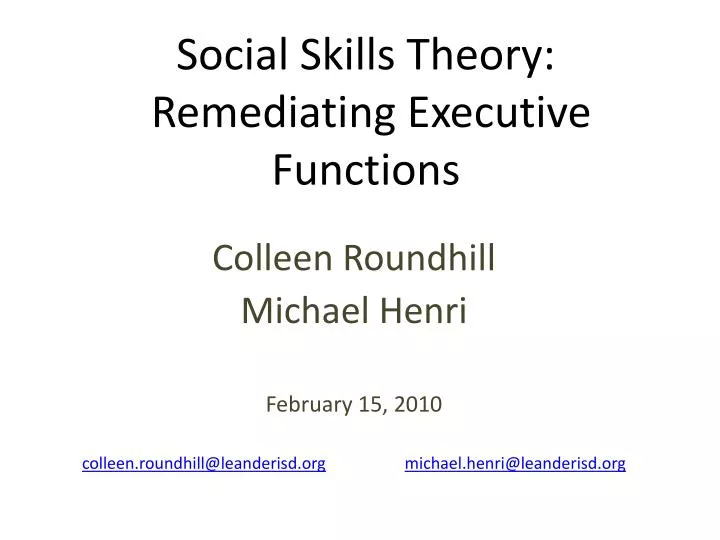 social skills theory remediating executive functions