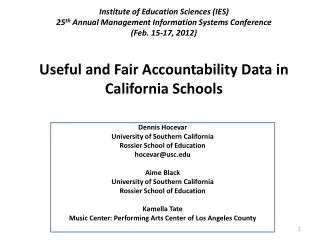 Dennis Hocevar University of Southern California Rossier School of Education hocevar@usc