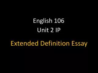 Extended Definition Essay