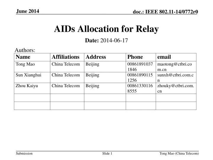 aids allocation for relay
