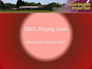 GBCC Playing Costs