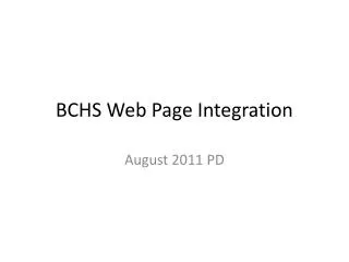 BCHS Web Page Integration