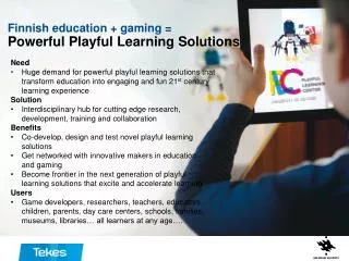 Finnish education + gaming = Powerful Playful Learning Solutions