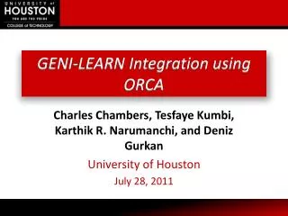 GENI-LEARN Integration using ORCA