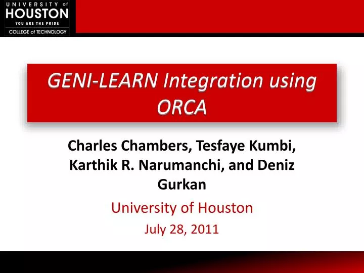 geni learn integration using orca