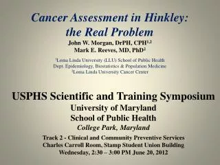 USPHS Scientific and Training Symposium University of Maryland School of Public Health