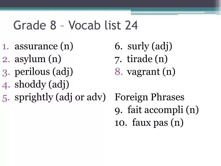 grade 8 vocab list 24
