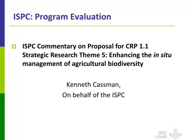 ispc program evaluation