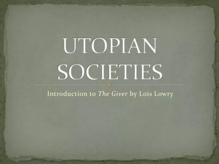 utopian societies