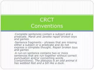CRCT Conventions
