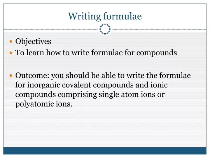 writing formulae