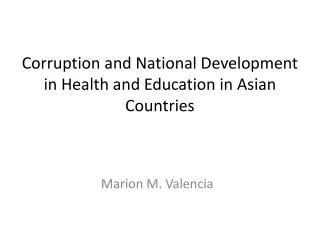 Corruption and National Development in Health and Education in Asian Countries