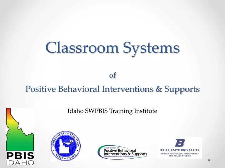 classroom systems of positive behavioral interventions supports