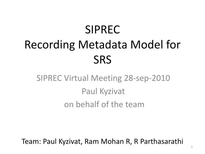 siprec recording metadata model for srs