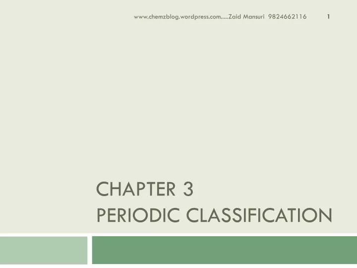 chapter 3 periodic classification