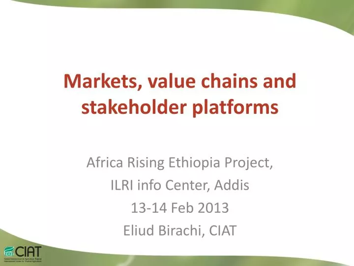 markets value chains and stakeholder platforms
