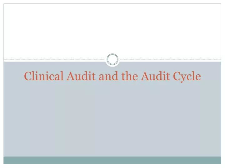 clinical audit and the audit cycle