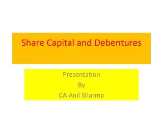 Share Capital and Debentures