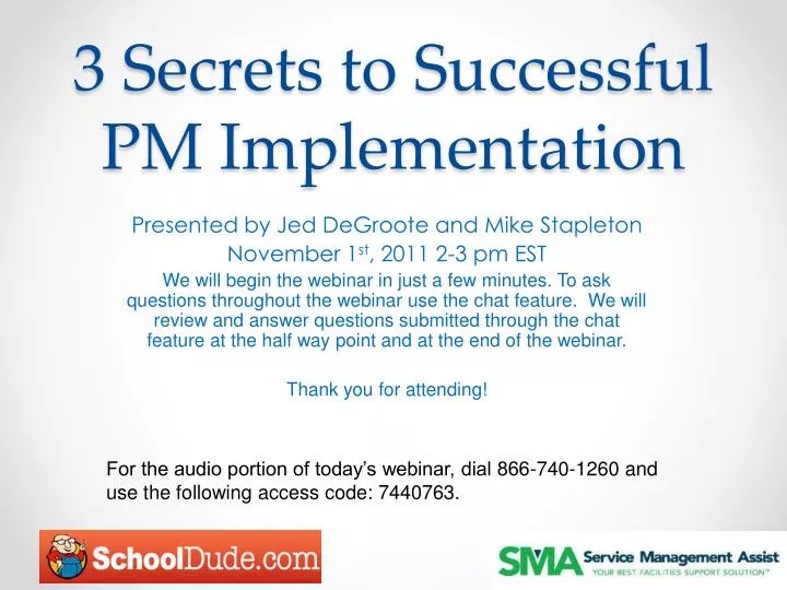 3 secrets to successful pm implementation