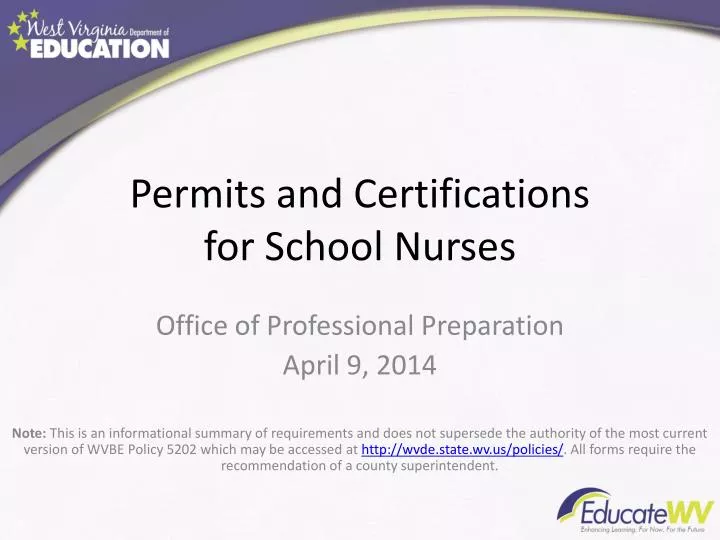 permits and certifications for school nurses