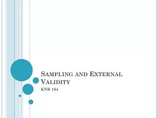 Sampling and External Validity