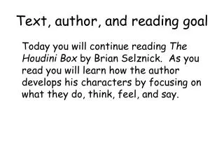 Text, author, and reading goal