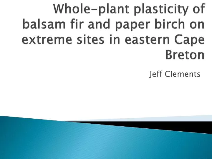 whole plant plasticity of balsam fir and paper birch on extreme sites in eastern cape breton