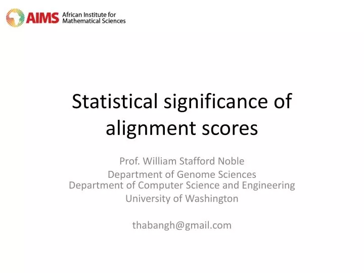 statistical significance of alignment scores